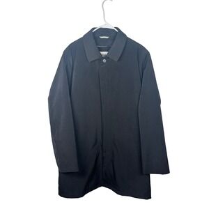 Joseph Abboud Car Coat Mens 42R Black Quilted Lined Hidden Button Front Jacket